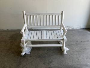 lot 12 image: Outsunny 26.5 in. W 2-Person White Wood Outdoor Rocking Bench