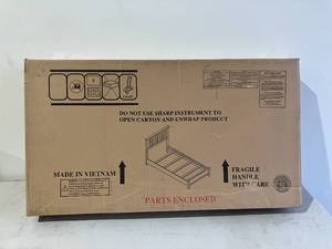 lot 15 image: Belmont Walnut Wooden Queen Headboard 65.4 in. W x 3 in. D x 42 in. H