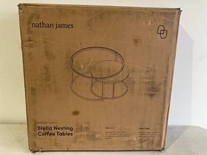 lot 23 image: Nathan James Stella Coffee Table SetNestingGlass & Wood Finish
