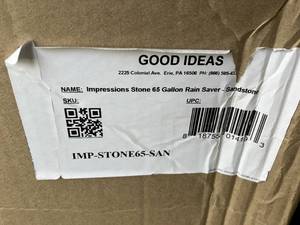 lot 32 image: Good Ideas Impressions Stone 65 Gal. Rain Barrel