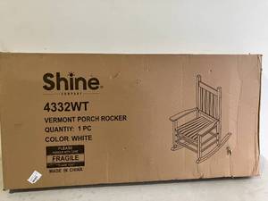 lot 22 image: Shine Company Vermont Porch Rocker White Wood Outdoor Rocking Chair