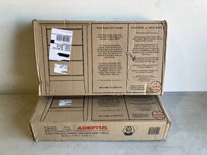 lot 46 image: LOT OF 2. Adeptus USA 3-Drawer White Easy Pieces Solid Wood Chest of Drawers