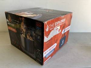 lot 50 image: Hot Shot Explorer Portable Low Smoke 19.5 in. Round Wood-Burning Fire Pit in Stainless Steel with Carry Bag