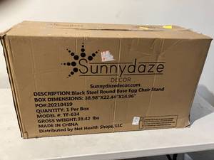 lot 64 image: Sunnydaze Decor 6.33 ft. Metal Egg Chair Hammock Stand with Round Base
