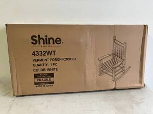lot 70 image: Shine Company Vermont Porch Rocker White Wood Outdoor Rocking Chair
