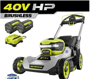 lot 3 image: Ryobi 40V HP Brushless 21 in. Cordless Battery Walk Behind Self-Propelled Lawn Mower with (2) 6.0 Ah Batteries and Charger