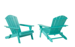lot 69 image: Hampton Bay Seaglass Folding Wood Patio Adirondack Chair (2-Pack)
