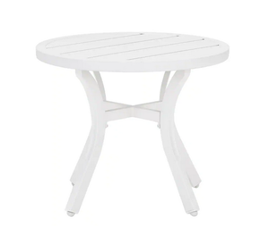 lot 75 image: LOT OF 5. StyleWell Mix and Match 18 in. White Round Metal Outdoor Patio Accent Table