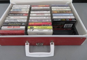 CASSETTE TAPES & RED CASE