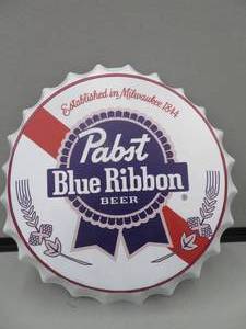 LARGE METAL PABST BLUE RIBBON BEER CAP
