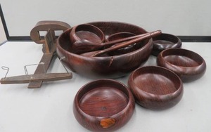 TEAK SALAD BOWL SET & VINTAGE STEREOSCOPIC VIEWER