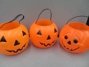 3 VINTAGE JACK O LANTERN BUCKETS