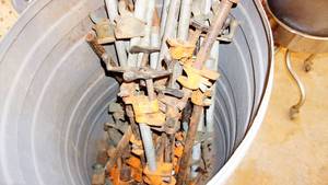 Container Filled With Miscellaneous Items--Wood Clamps