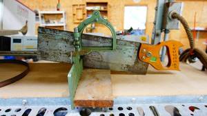 HEMPE vintage workbench handsaw with hand carved handle