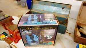 Drills Doctor drill bit sharpener, vintage metal toolbox