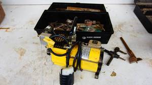 Miniature heavy duty air compressor, empty tacklebox