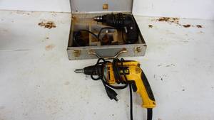 DeWalt and Pro series electric drill, steel suitcase of accessories