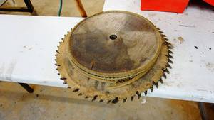 Assorted Circular saw blades with the largest at 16 inches
