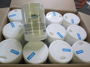 lot 318 image: case of 12 cleancide wipes cleans ,...