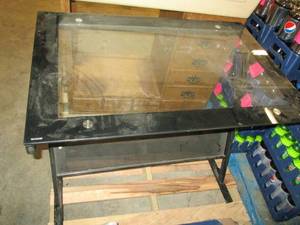 lot 490 image: desk with glass top 35.5 inches lon...