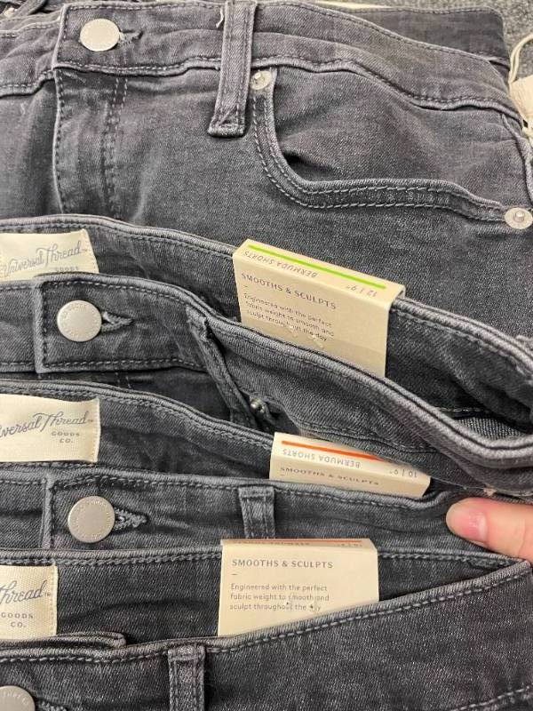 lot 80 image: Lot of 10 Womens Bermuda Black & Blue Jean Shorts Size 10 & 12 