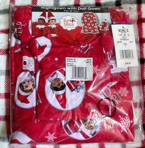 lot 42 image: Elf on the Shelf Youth Girls Sz 6 Nightgown & Matching 18 Doll Pajamas Set. 