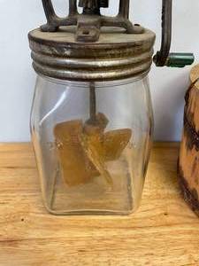 lot 112 image: Vintage Dairy Churner and Wooden Bucket with Handle