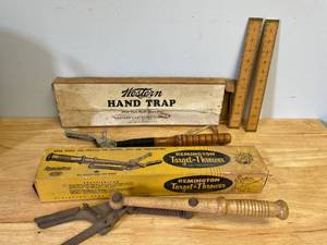 lot 100 image: Lot of Vintage Target Thrower Hand Traps