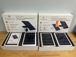 lot 14 image: Lot of 2 Wasserstein ARLO ULTRA & RING SPOTLIGHT Cam Battery Solar Panel Chargers