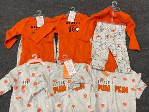 lot 77 image: Lot of Carters Infant Halloween Outfits-Pants Tops and Onesies Size 3M 