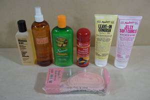 lot 4 image: Assorted Hair Products, Brush, Leave in Conditioner, Heat Protector
