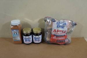 lot 10 image: Blues Hog Apple Wood Chunks, BBQ Sauce and Sweet & Savory Rub