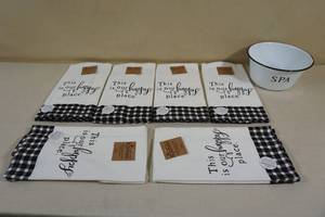 lot 23 image: Kitchen Towels with Decorative Bowl