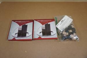 lot 113 image: Brushed Stainless Wine Bottle Coasters with Bottle Sealers