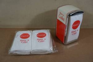 lot 182 image: Vintage Look Coca Cola Napkin Holder with Napkins