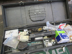 lot 26 image: Toolbox with electrical supplies - ...