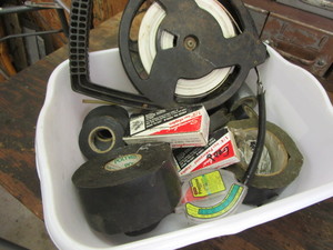 lot 31 image: Fiberglass 100ft tape, electrical &...