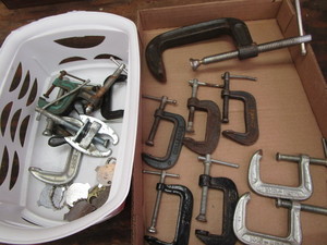 lot 35 image: C-clamps - largest is 4, pocket sc...