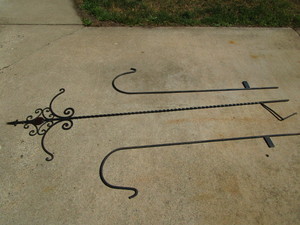 lot 48 image: Shepherd hook approx 84H with two ...