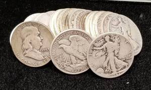 ROLL OF 20 MIXED DATE 90% SILVER HALF DOLLARS