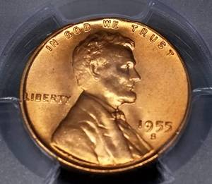 1955-S US WHEAT CENT MS66 RED PCGS