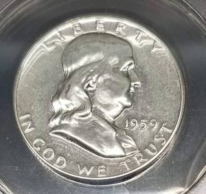 1959 PROOF FRANKLIN HALF DOLLAR PF67 ANACS HIGH GRADE COIN
