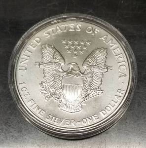 1991 AMERICAN SILVER EAGLE 1 TROY OZ .999 FINE SILVER IN AIRTITE
