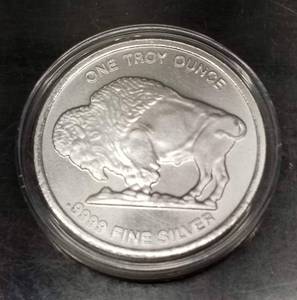 1 TROY OZ .999 FINE SILVER INDIAN BUFFALO ROUND