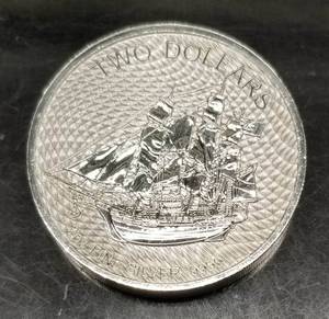 2 TROY OZ .9999 FINE SILVER COOK ISLANDS SHIP BOUNTY