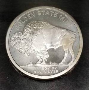1 TROY OZ .999 FINE SILVER INDIAN BUFFALO ROUND