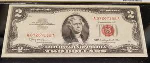 1963 US $2 RED SEAL LEGAL TENDER NOTE VF35 PCGS CERTIFIED