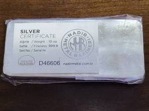 10 TROY OZ .999 FINE SILVER BAR NADIR METALS IN PLASTIC