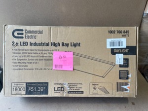 Commercial Electric 2 ft. 400-Watt Equivalent 18,000 Lumens 171-Watts Integrated LED Dimmable White High Bay Light 120-277 Volt 5000K