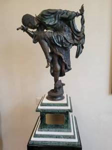 lot 5 image: Large Art Deco Bronze Ankara Snake Dancer Figure after Claire Jeanne Roberte Colinet (French, 1880-1950).